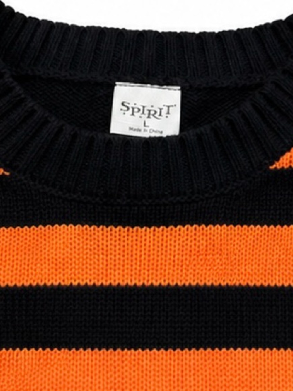 Spirit Halloween Black & Orange Striped Knit Sweater Size L - Picture 3 of 4